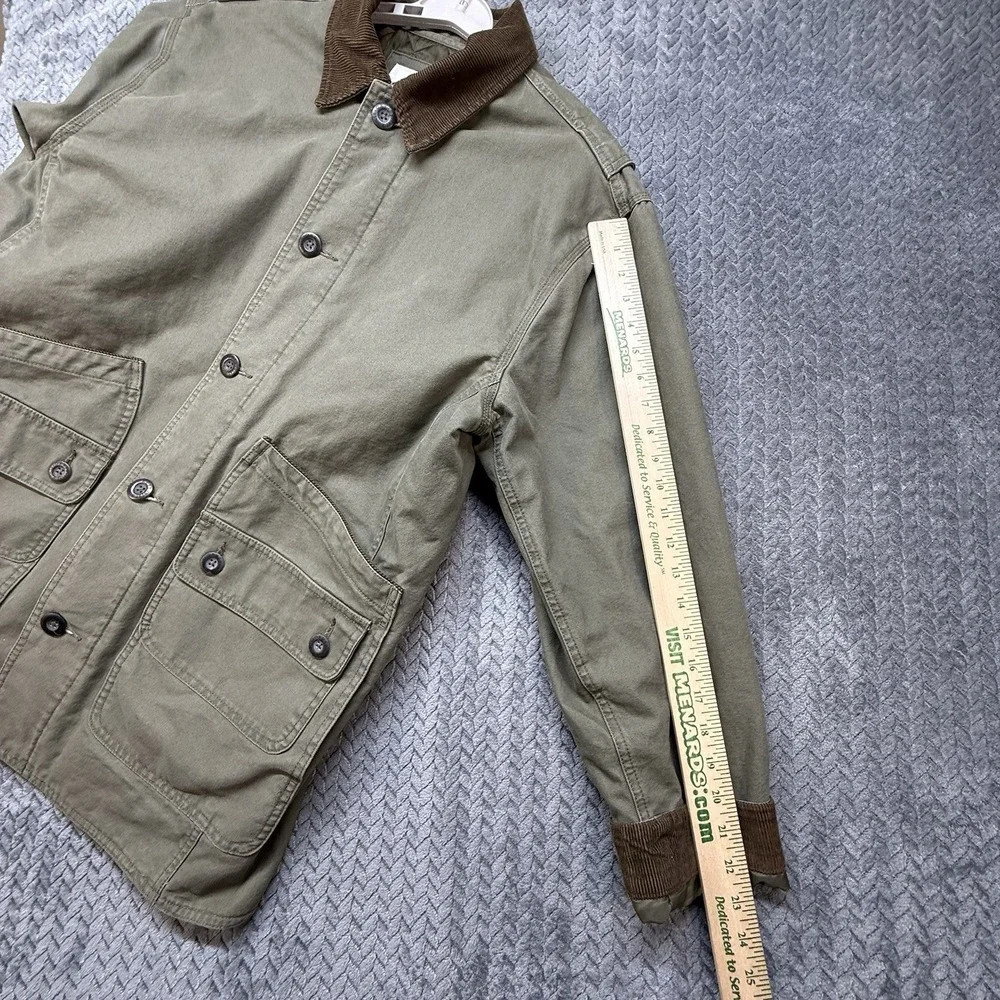Orvis Field Jacket Men's L Olive Quilted Lined Barn Chore Coat Corduroy Collar